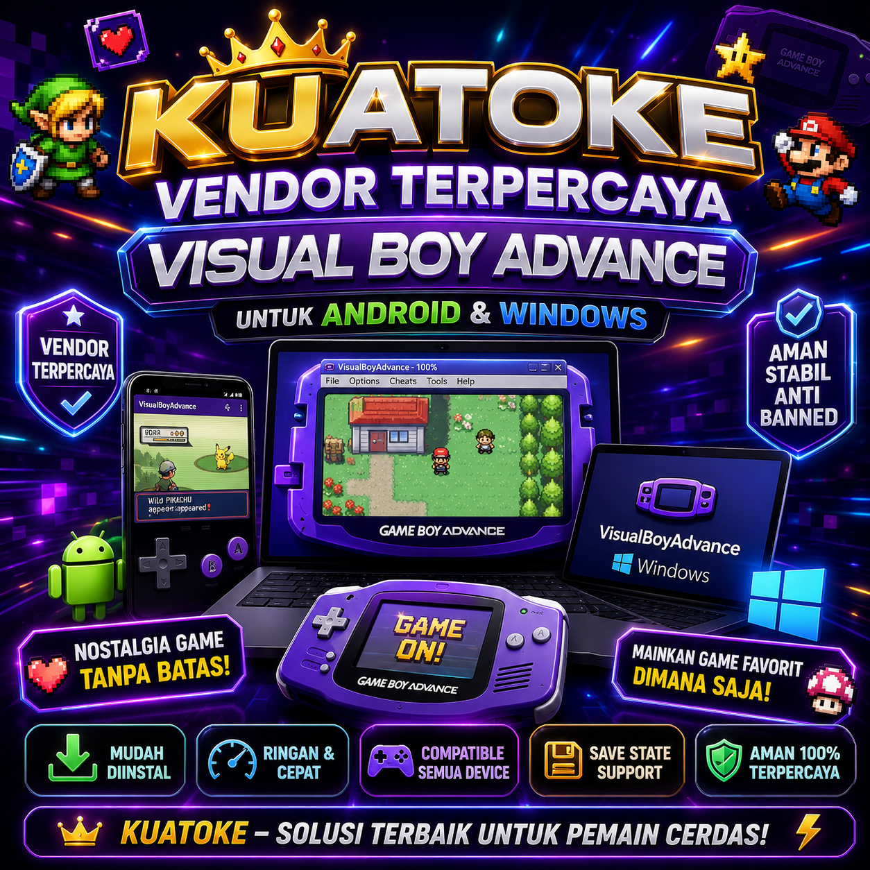 Tampilan Antarmuka Visual Boy Advance Kuatoke Edition